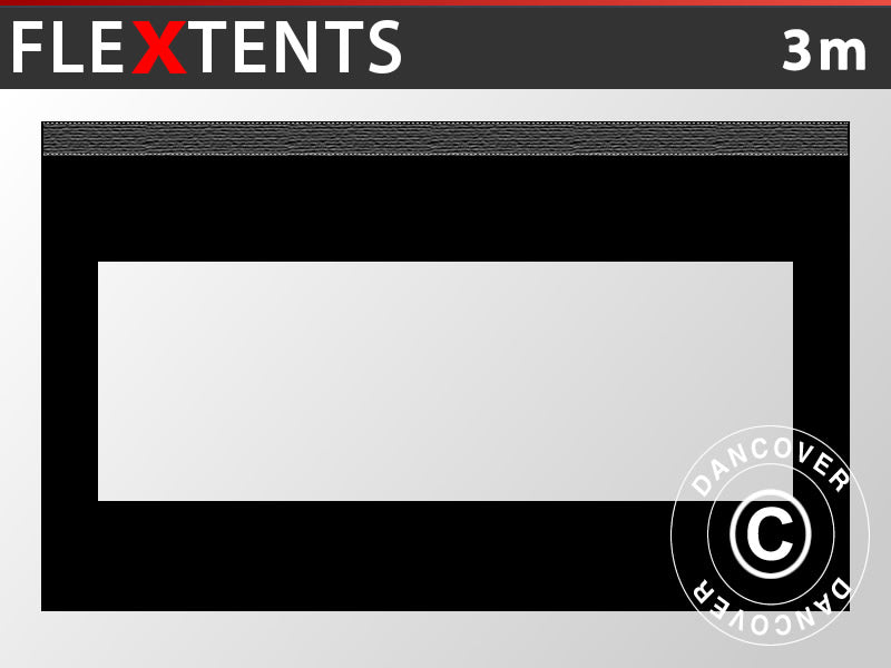 Sidewall w/panorama window for FleXtents, 3 m, Black