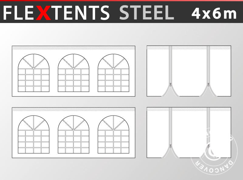 Sidewall kit for pop up gazebo FleXtents Steel 4x6 m, White