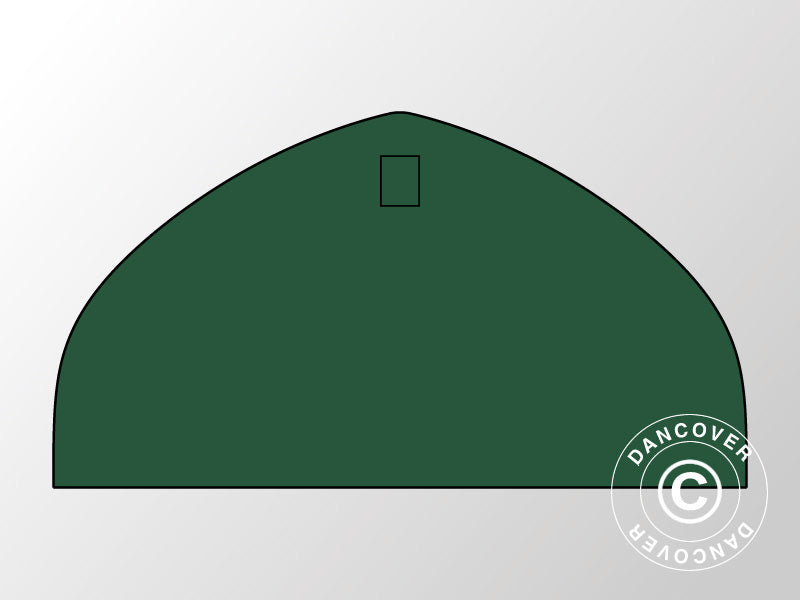 End wall plain for storage shelter, arched tent 8x4.33 m, PVC, Green