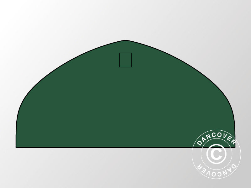 End wall plain for storage shelter, arched tent 12x5.88 m, PVC, Green