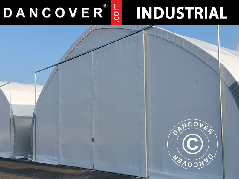 Sliding gate 3.5x3.5 m for storage shelter, arched tent 8 m, PVC, White