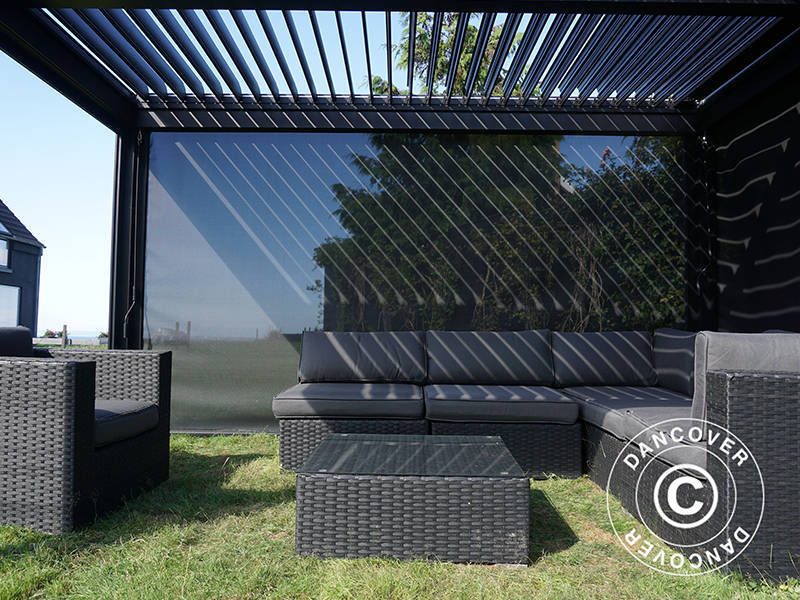 Sidewall screen f/bioclimatic pergola gazebo San Pablo, 3 m, Black