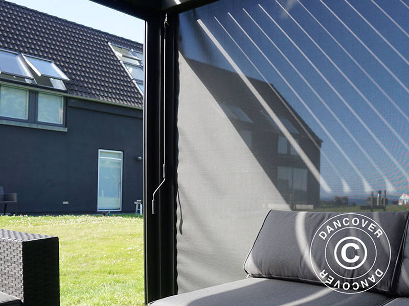 Sidewall screen f/bioclimatic pergola gazebo San Pablo, 3 m, Black
