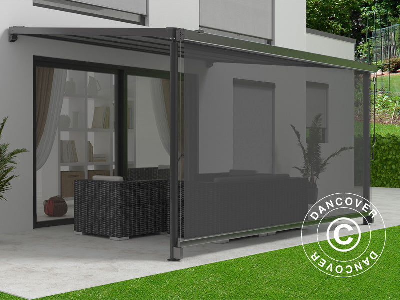 Sidewall screen f/patio cover Santa Ynez, 4 m, Dark Grey