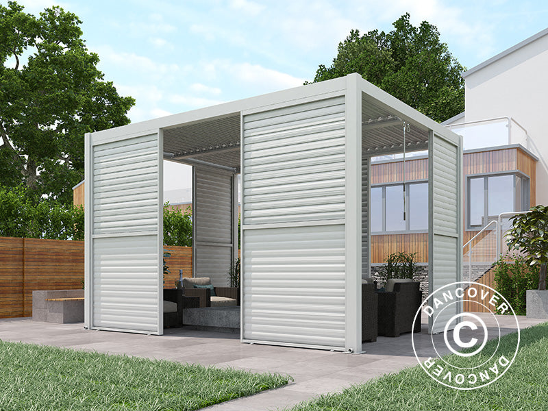 Louvre wall f/bioclimatic pergola gazebo San Pablo, 1.23x2.175 m, White