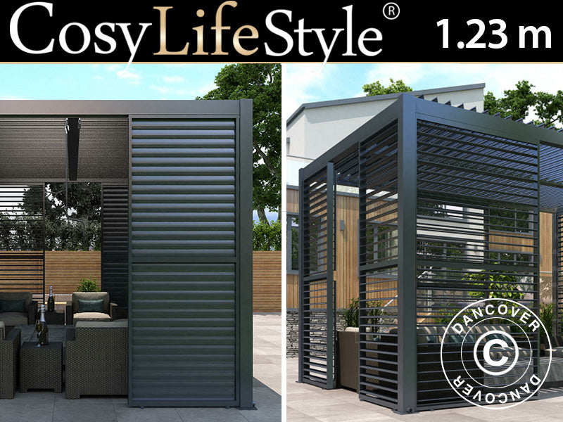 Louvre wall f/bioclimatic pergola gazebo San Pablo, 1.23x2.175 m, Black
