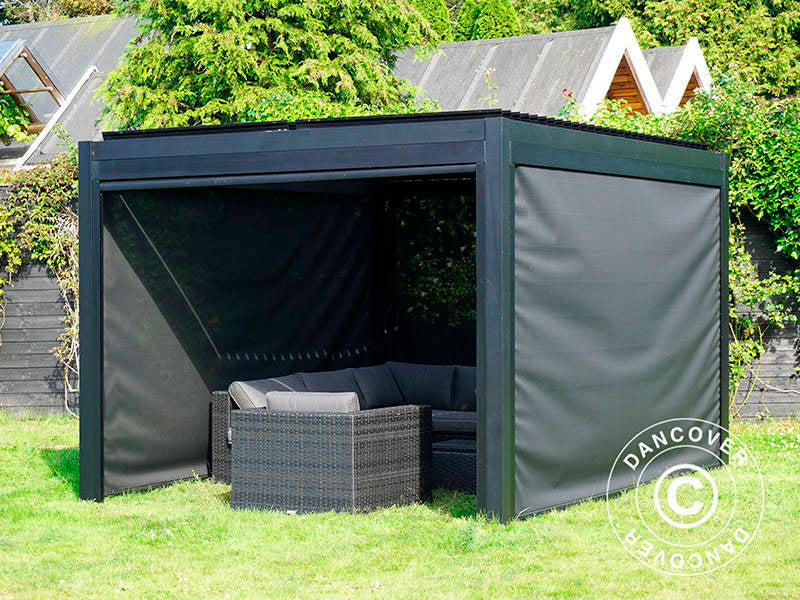 Sidewall screen f/bioclimatic pergola gazebo San Pablo, 3 m, Black