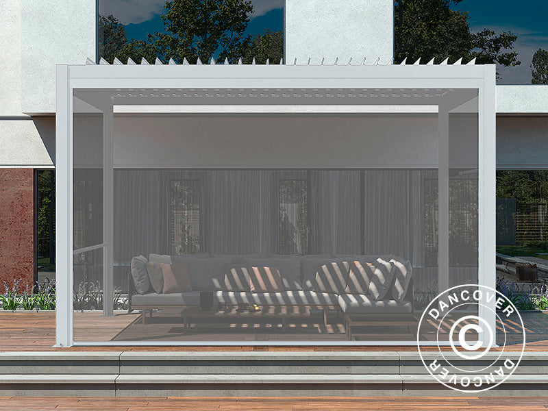 Sidewall screen f/bioclimatic pergola gazebo San Pablo, 3 m, White/Light grey