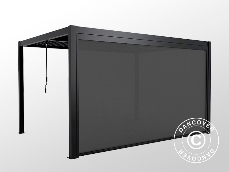 Electric sidewall screen for pergola gazebo San Pablo, 3 m, Black