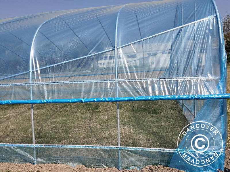 Cover for polytunnel greenhouse GH18430, 7.5x20x3 m, 100-micron PO Film, Transparent