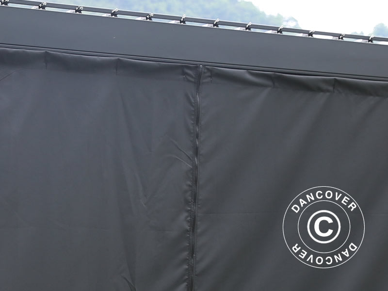 Sidewall kit+Mosquito net f/ bioclimatic pergola gazebo San Marino, 3x6 m, Black