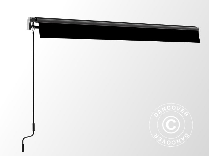 Awning w/Crank handle, 3.95x2.5 m, Black/Black Frame