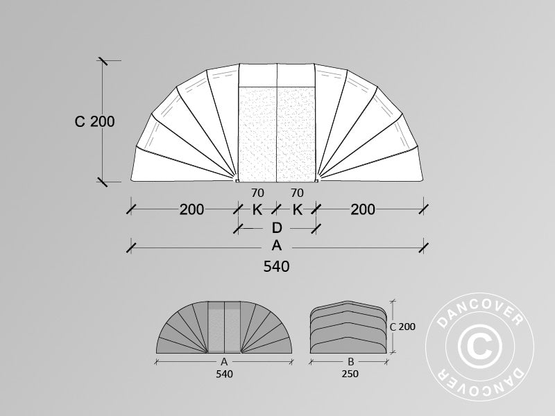 Folding garage (Car), 2.5x5.4x2 m, Beige