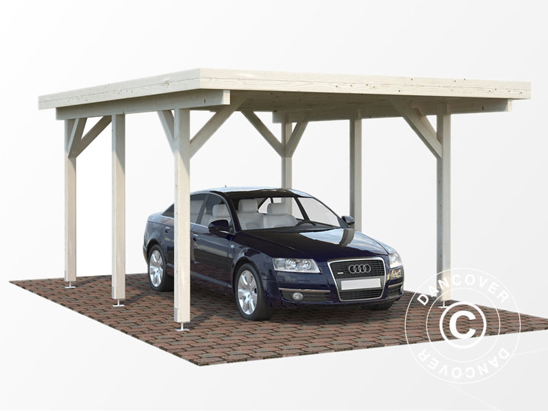 Wooden carport, 3.6x5.12x2.32 m, 11.7 m², Natural