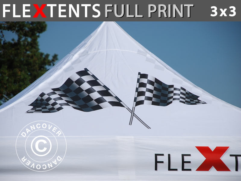 Printed roof cover w/valance for pop up gazebo FleXtents® PRO 3x3 m