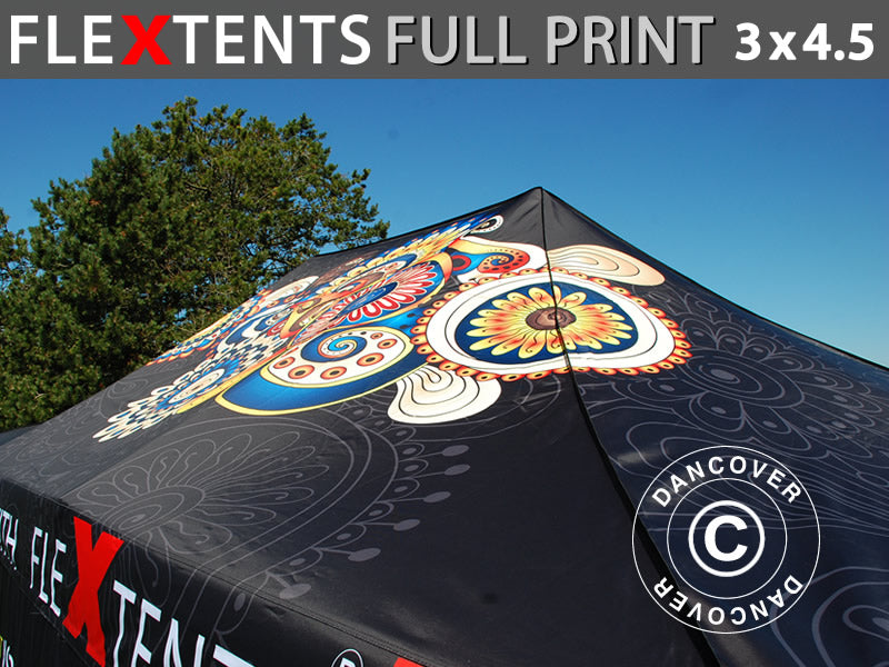 Printed roof cover w/valance for pop up gazebo FleXtents® PRO 3x4.5 m