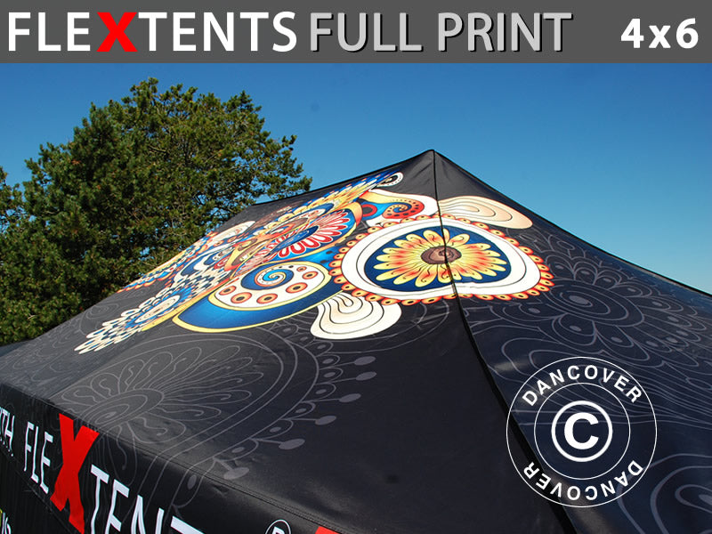 Printed roof cover w/valance for pop up gazebo FleXtents® PRO 4x6 m