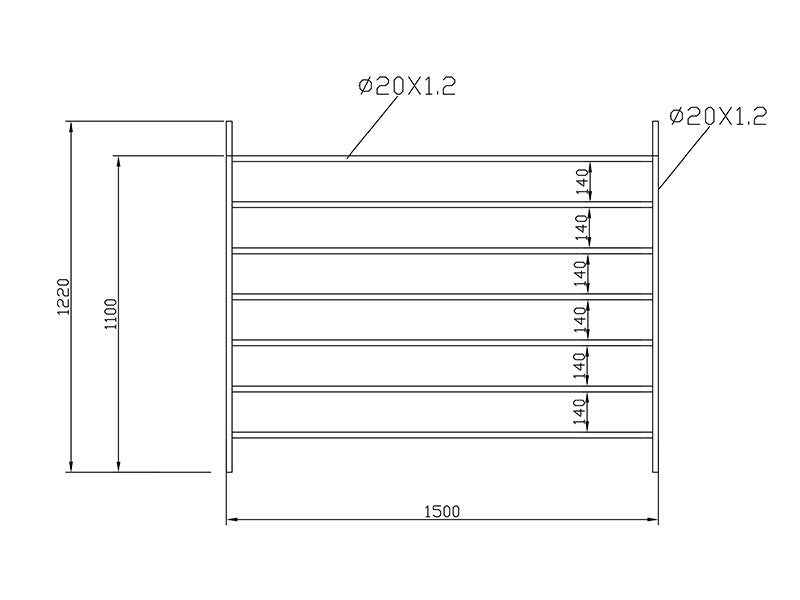 Extension for animal enclosure, 1.5x1.22 m, 2 pcs., Silver