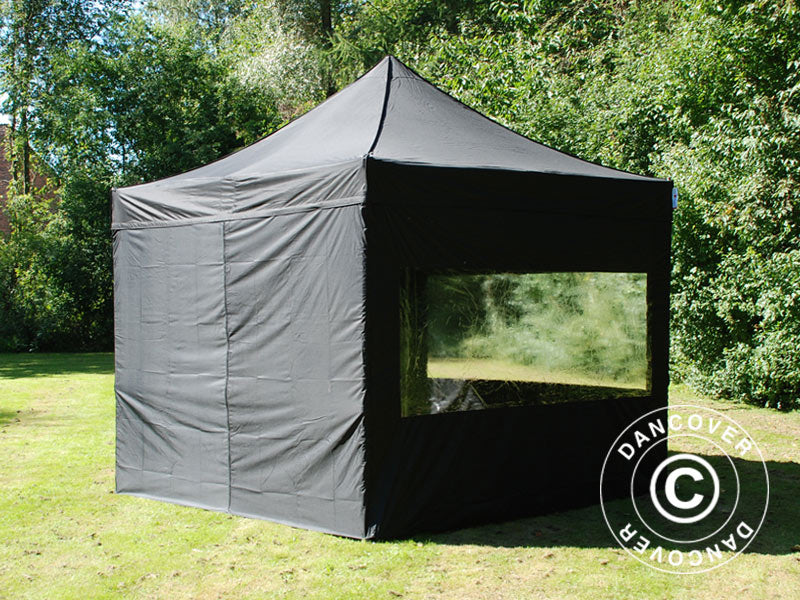 Pop up gazebo FleXtents PRO 3x3 m Black, incl. 4 sidewalls