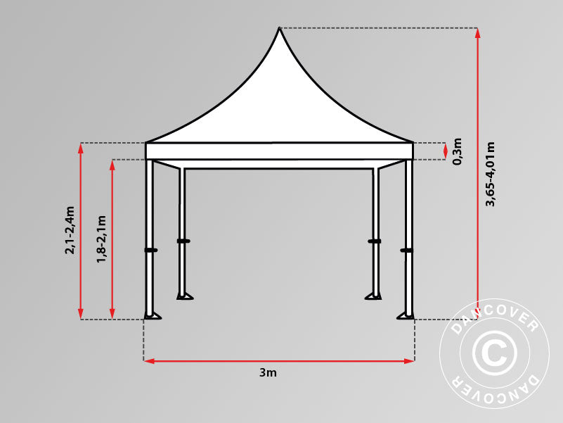 Pop Up Gazebo FleXtents PRO Peak Pagoda 3x3 m White