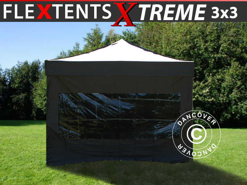 Pop up gazebo FleXtents Xtreme 50 3x3 m Black, incl. 4 sidewalls