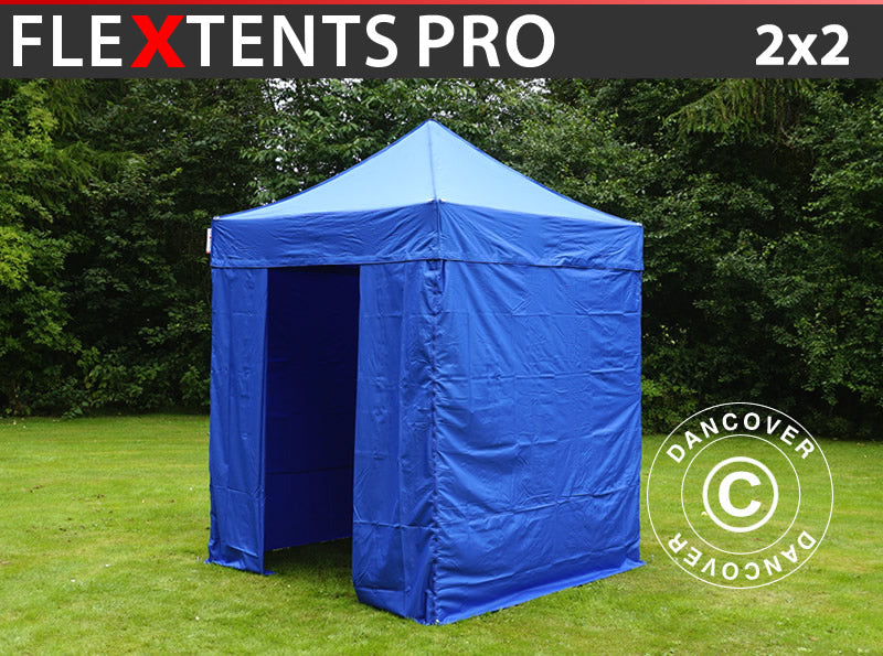 Pop up gazebo FleXtents PRO 2x2 m Blue, incl. 4 sidewalls
