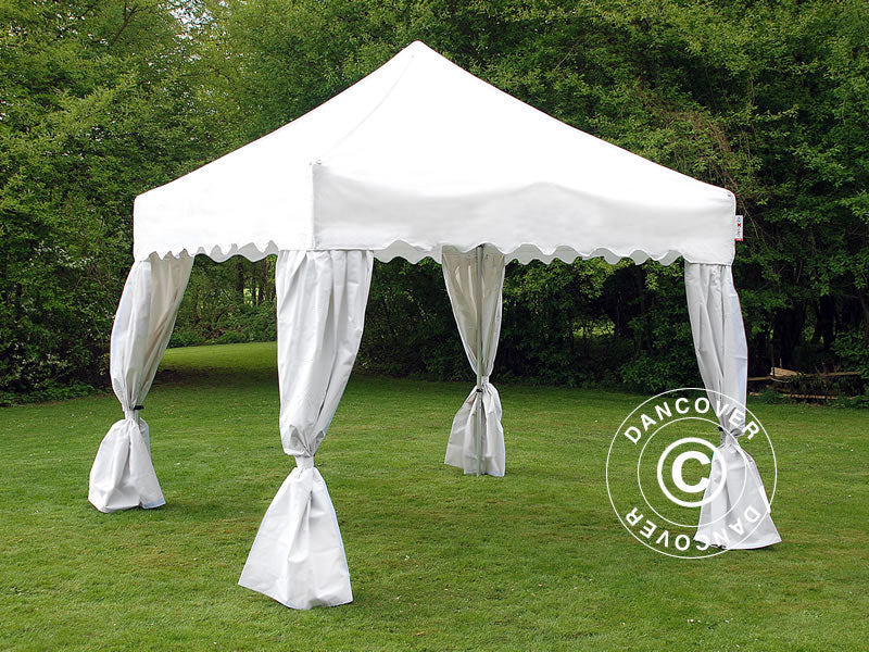 Pop up gazebo FleXtents Xtreme 50 "Wave" 3x3 m White, incl. 4 decorative curtains