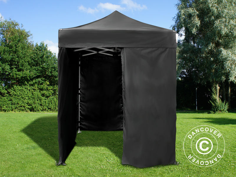 Pop up gazebo FleXtents PRO 2x2 m Black, incl. 4 sidewalls