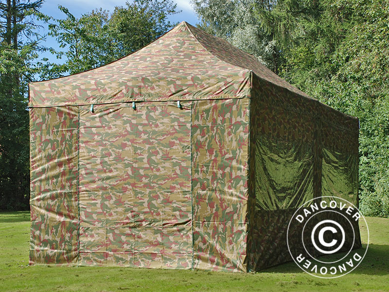 Pop up gazebo FleXtents PRO 3x6 m Camouflage/Military, incl. 6 sidewalls