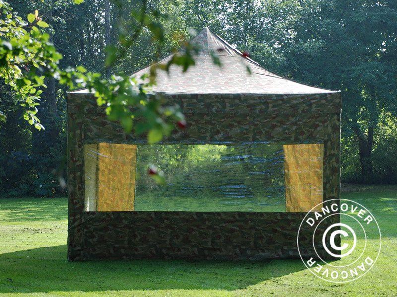 Pop up gazebo FleXtents PRO 4x4 m Camouflage/Military, incl. 4 sidewalls