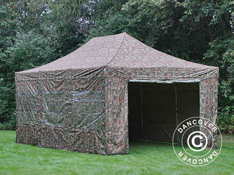 Pop up gazebo FleXtents PRO 4x6 m Camouflage/Military, incl. 8 sidewalls