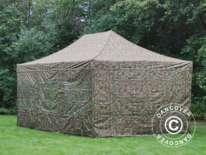 Pop up gazebo FleXtents PRO 4x6 m Camouflage/Military, incl. 8 sidewalls