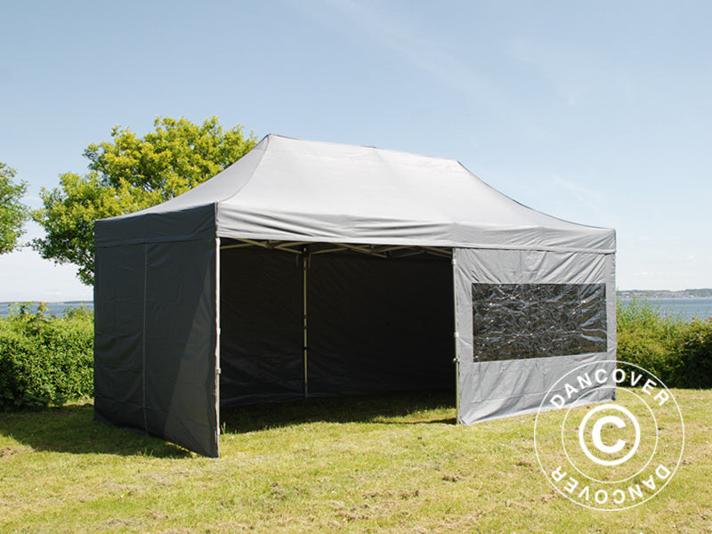 Pop up gazebo FleXtents PRO 3x6 m Grey, incl. 6 sidewalls