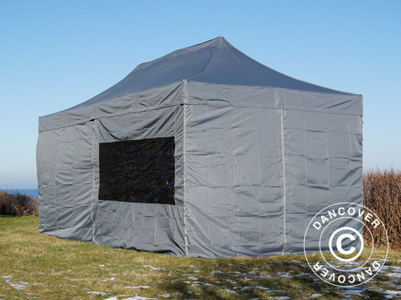 Pop up gazebo FleXtents PRO 3x6 m Grey, incl. 6 sidewalls