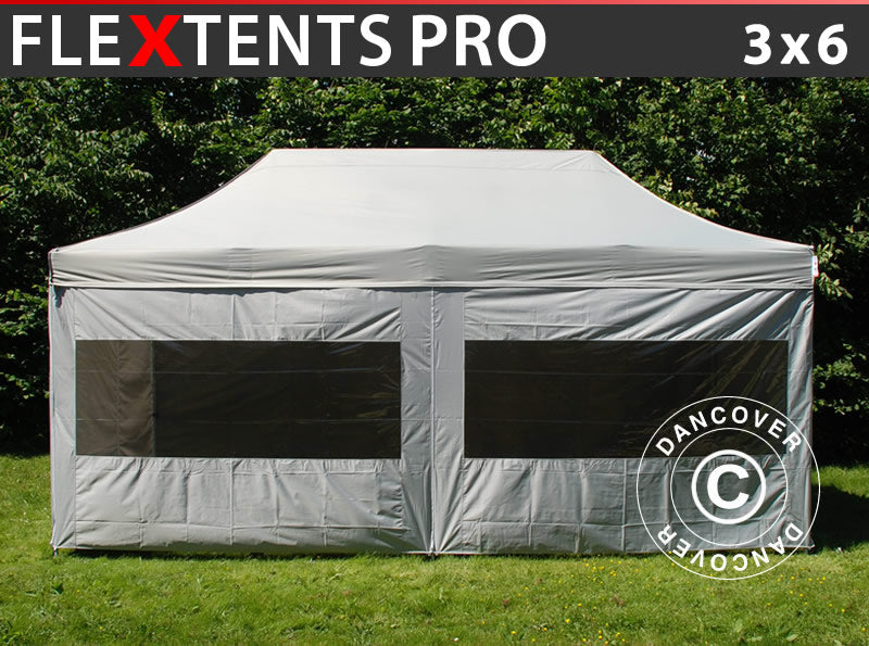 Pop up gazebo FleXtents PRO 3x6 m silver, incl. 6 sidewalls