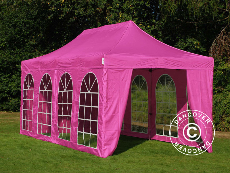 Pop up gazebo FleXtents Xtreme 50 Vintage Style 3x6 m Pink, incl. 6 sidewalls