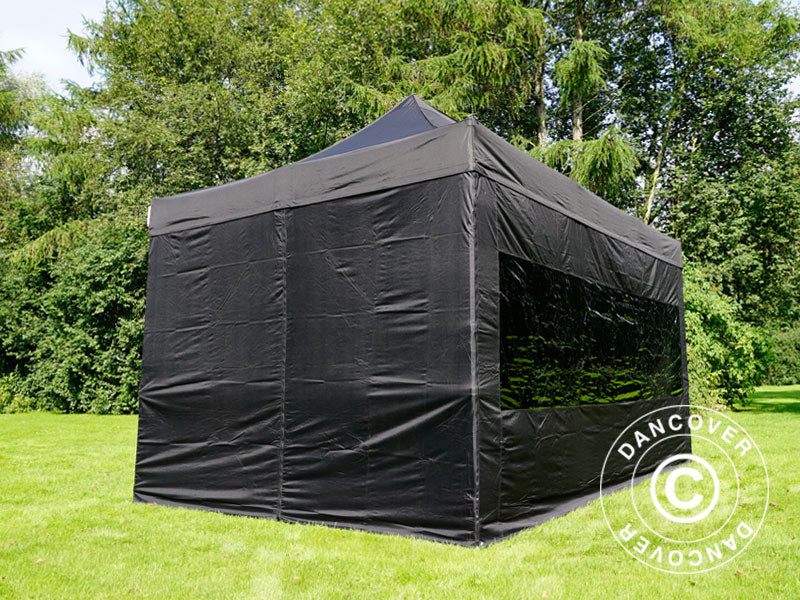 Pop up gazebo FleXtents PRO 3x4.5 m Black, incl. 4 sidewalls