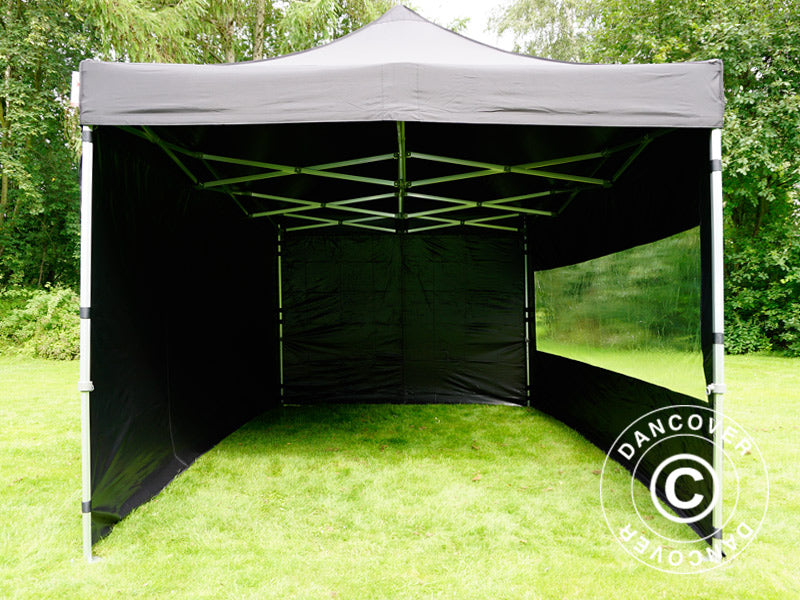 Pop up gazebo FleXtents PRO 3x4.5 m Black, incl. 4 sidewalls