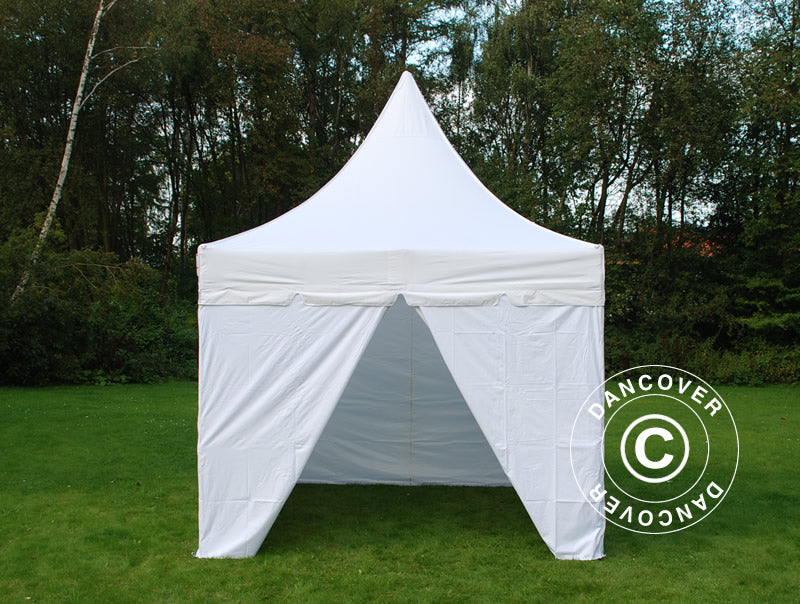Pop up gazebo FleXtents PRO Peak Pagoda 4x4 m White, incl. 4 sidewalls