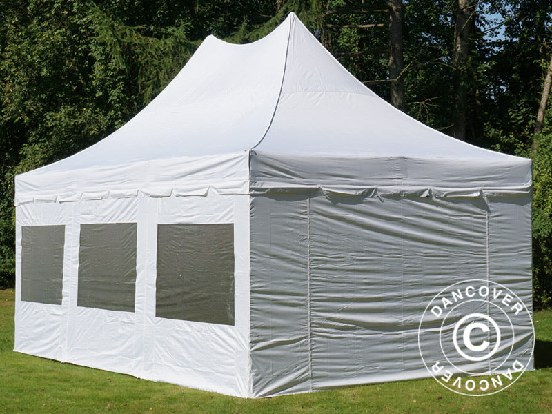 Pop up gazebo FleXtents PRO Peak Pagoda 4x6 m White, incl. 8 sidewalls