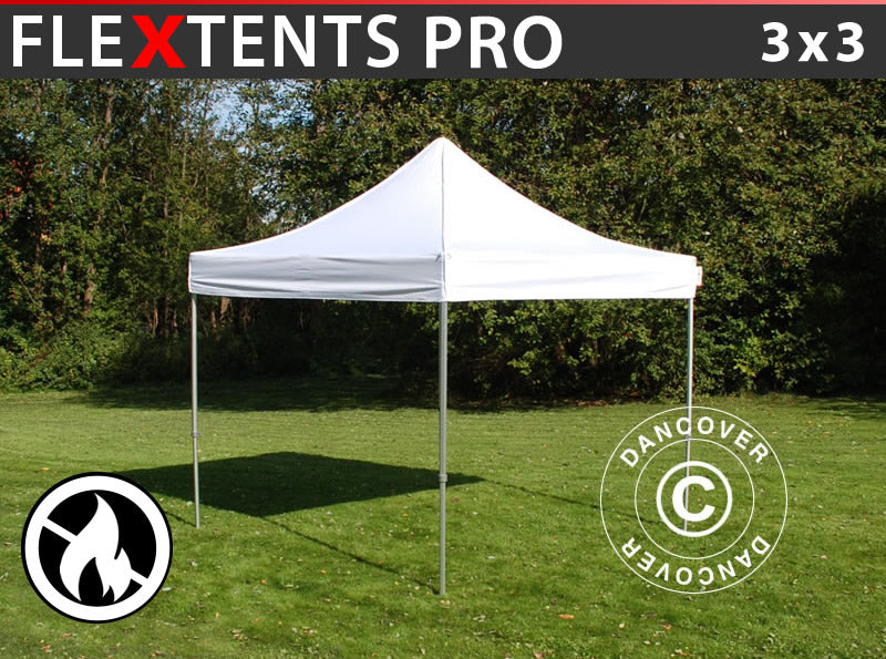 Pop up gazebo FleXtents PRO 3x3 m White, Flame retardant