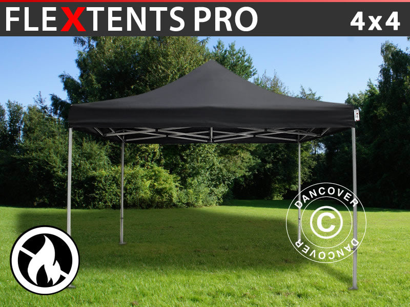 Pop up gazebo FleXtents PRO 4x4 m Black, Flame retardant