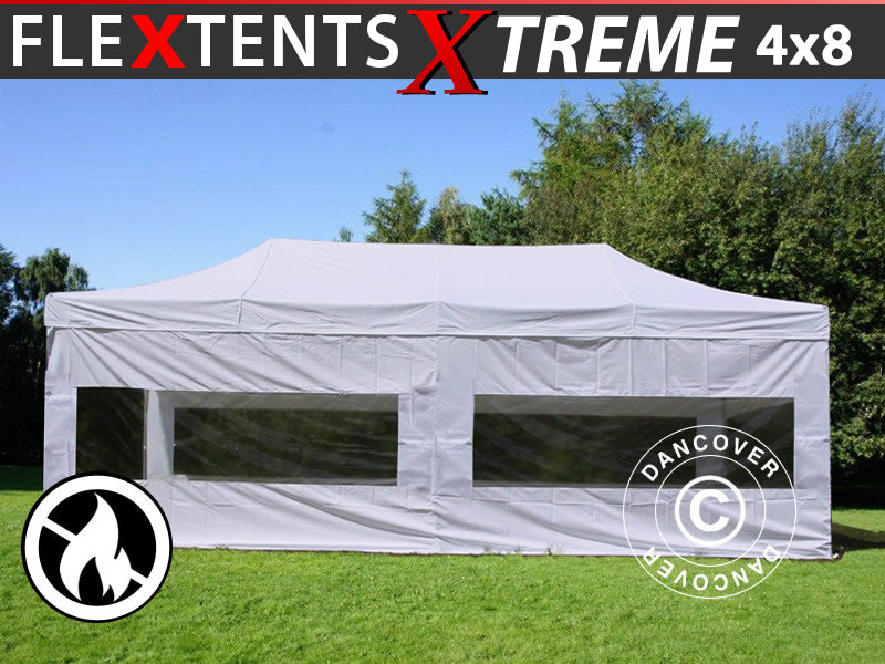 Pop up gazebo FleXtents Xtreme 50 4x8 m White, Flame retardant, incl. 6 sidewalls