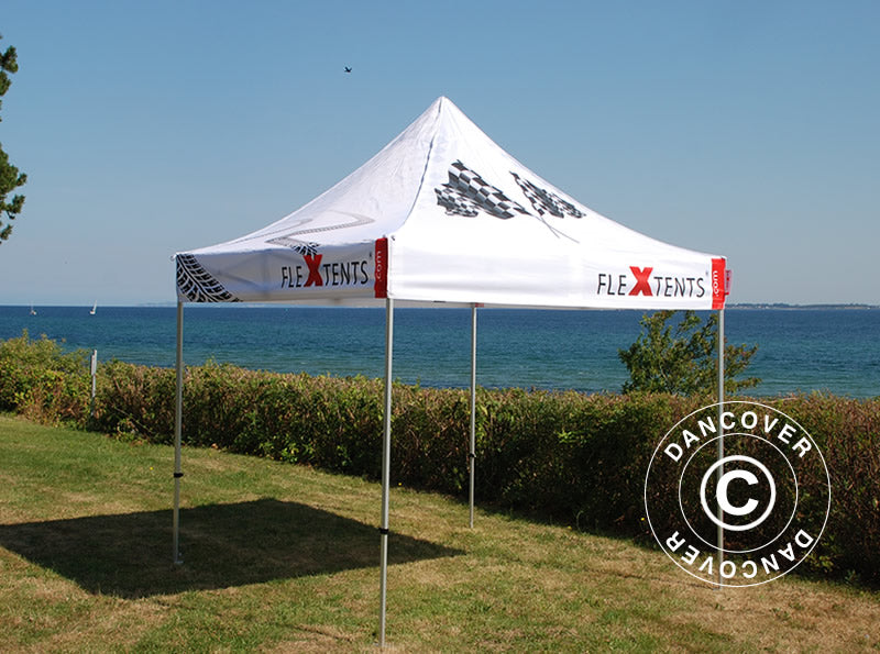 Pop up gazebo FleXtents PRO with full digital print, 2x2 m