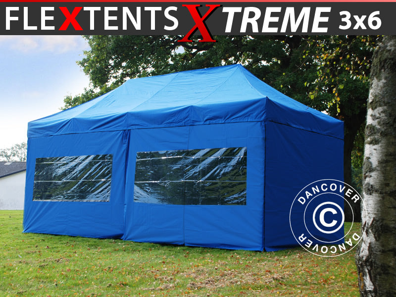 Pop up gazebo FleXtents Xtreme 60 3x6 m Blue, incl. 6 sidewalls