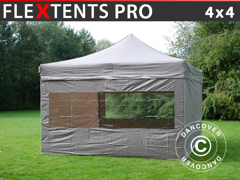 Pop up gazebo FleXtents PRO 4x4 m Latte, incl. 4 sidewalls