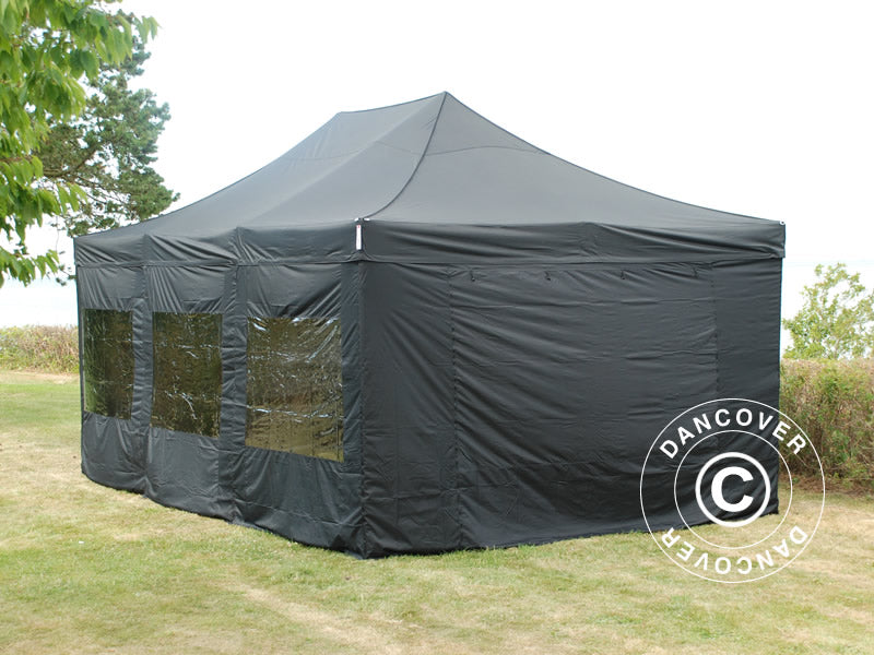 Pop up gazebo FleXtents PRO 4x6 m Black, incl. 8 sidewalls