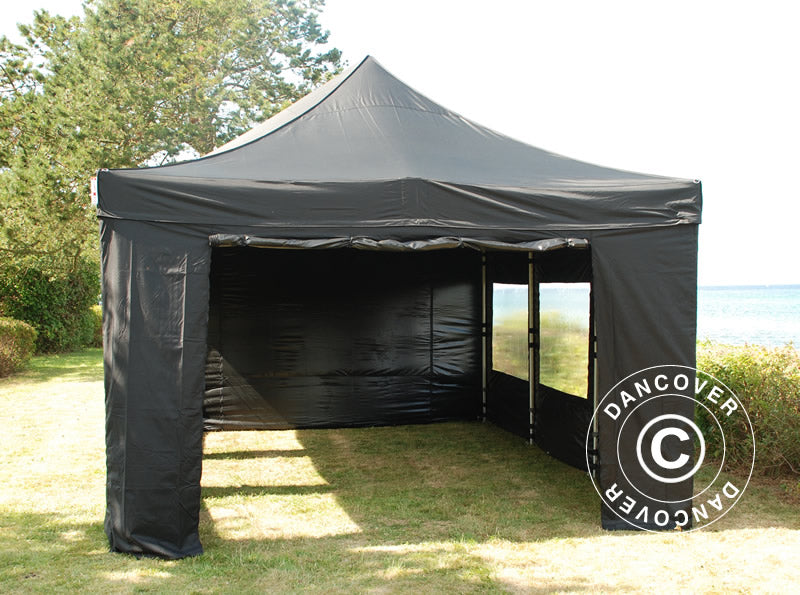 Pop up gazebo FleXtents PRO 4x6 m Black, incl. 8 sidewalls