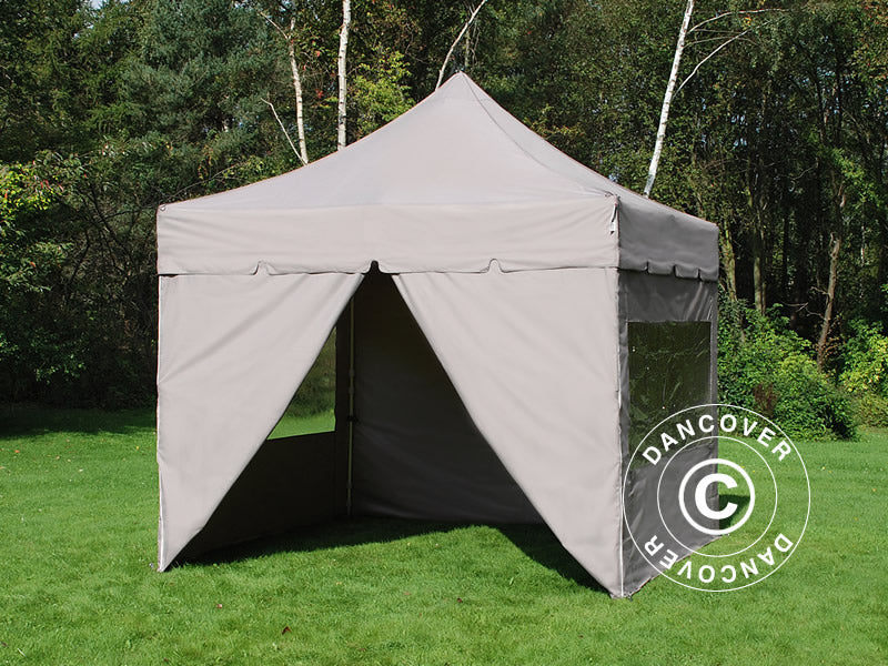 Pop up gazebo FleXtents PRO "Peaked" 4x4 m Latte, incl. 4 sidewalls