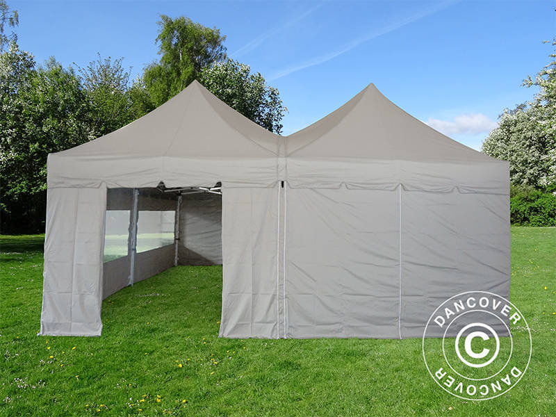 Pop up gazebo FleXtents PRO Peak Pagoda 6x6 m, Latte, Incl. 8 sidewalls